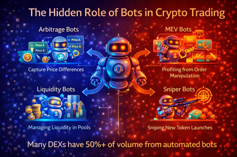Automated trading bots dominate crypto trading on decentralized exchanges, influencing prices and market behavior significantly.