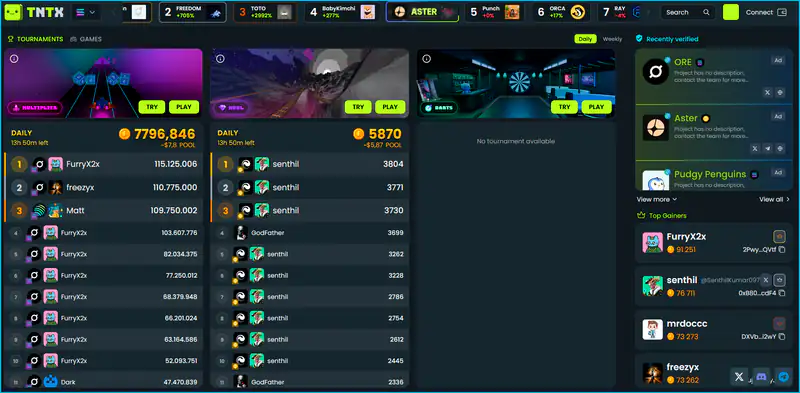 TNTX dashboard showcasing token transformation into social, playable assets in the Web3 ecosystem.