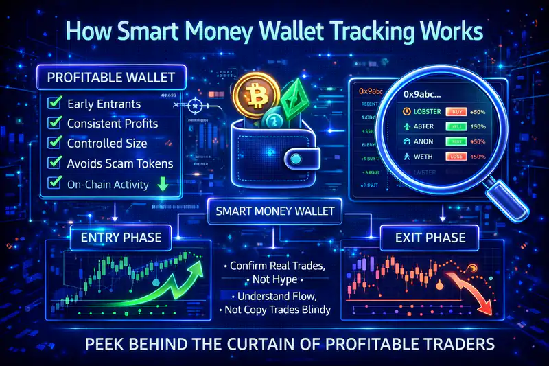 Smart money wallet tracking in crypto: monitoring on-chain activity for profitable trading insights and trends.
