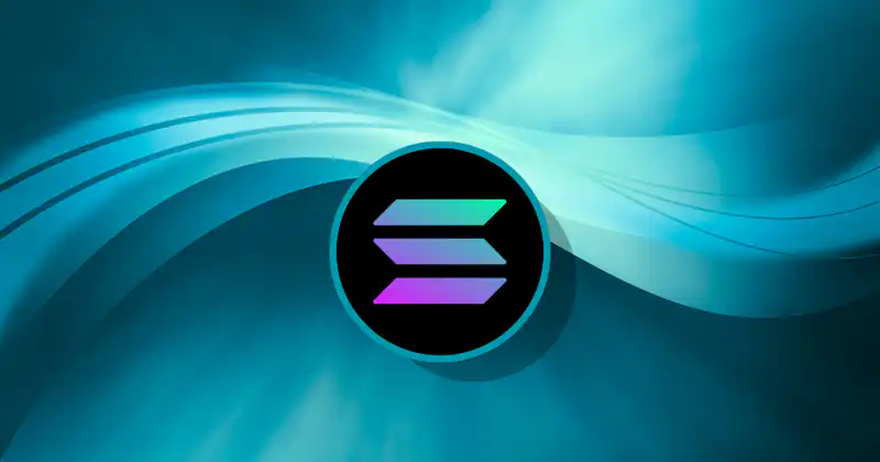 Solana blockchain logo with futuristic design, symbolizing innovation and resilience in financial infrastructure.