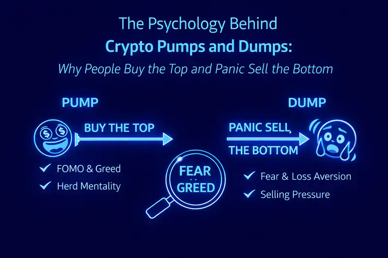 Trader analyzing cryptocurrency price charts, highlighting emotional factors in crypto pumps and dumps.