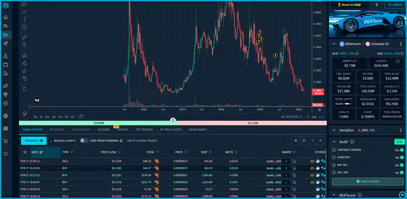 Image showing a digital interface for a decentralized exchange pair explorer, highlighting token listings and liquidity pairs in DeFi.